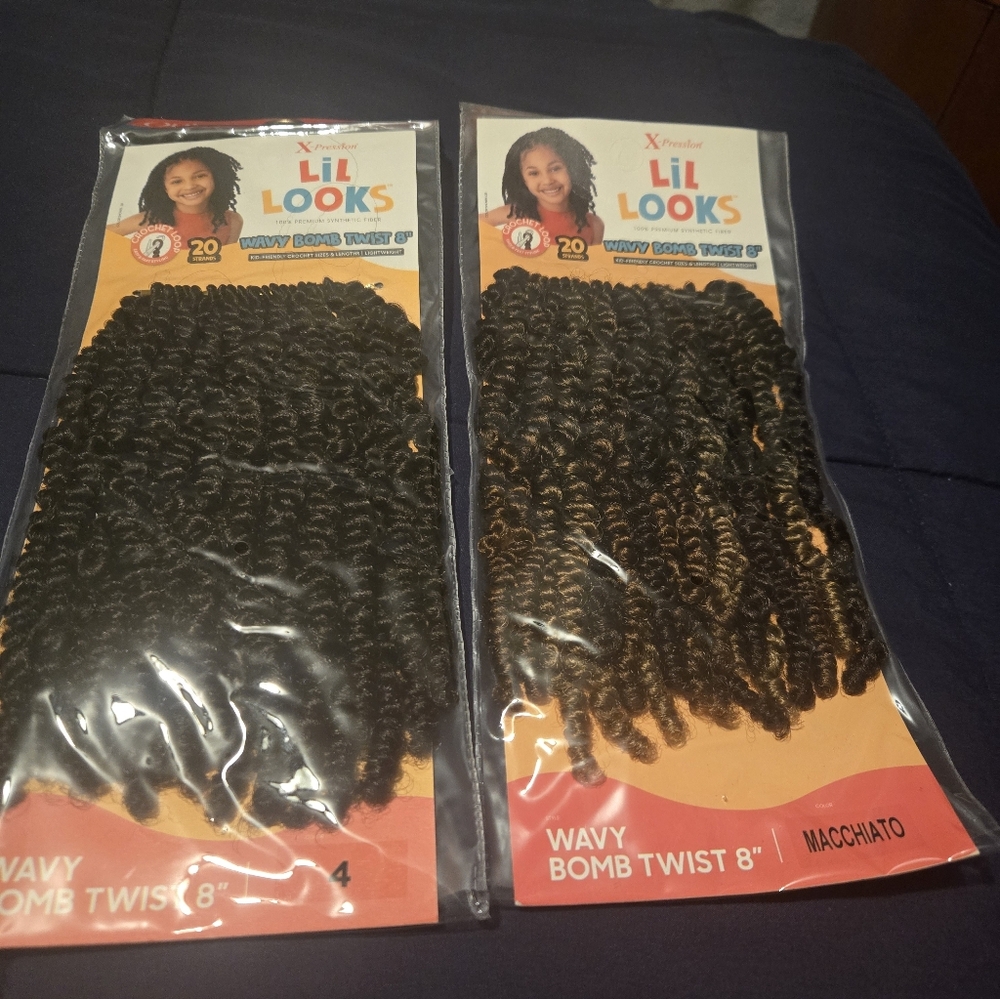 Wavy Bomb Twist 8" Hair Extensions - Black and Brown